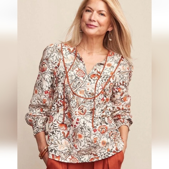 Matilda Jane Heart to Heart Meadow Brook Floral Gauze Blouse Large Peasa… - Picture 1 of 10